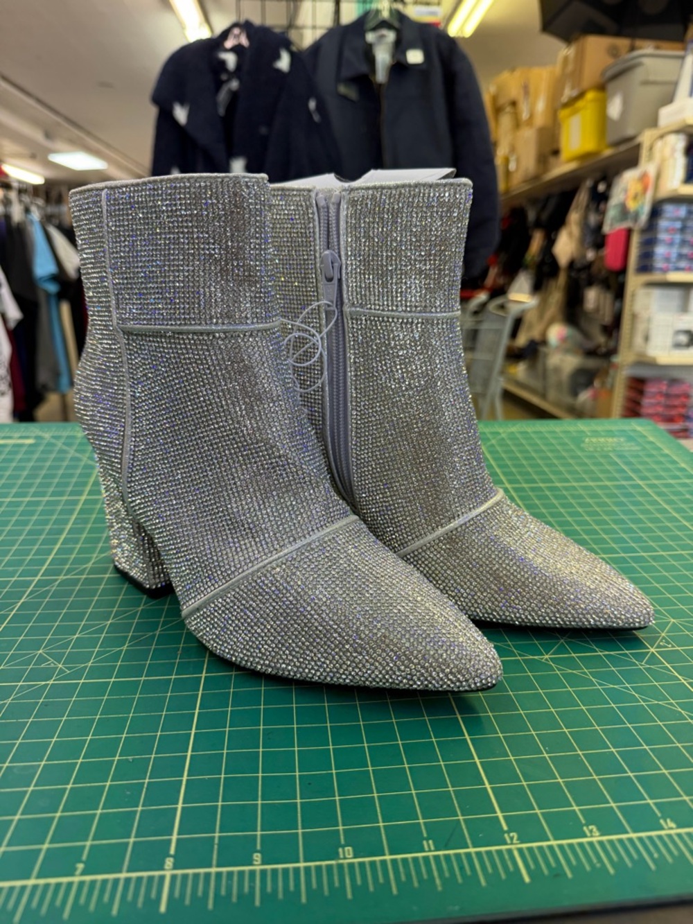 a new day Silver Rhinestone Pointed Toe Ankle Booties